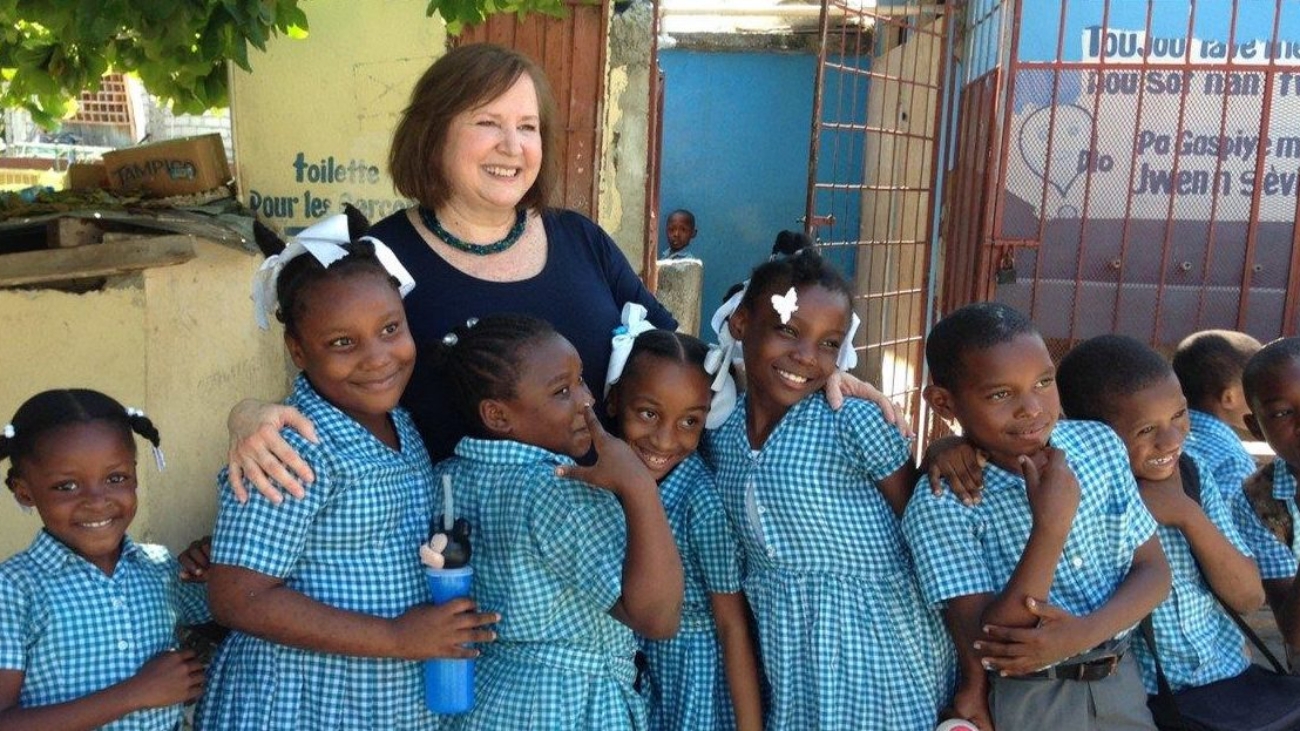 Linda with Haiti kids